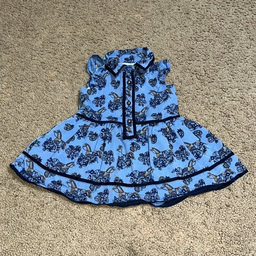 Janie and‎ Jack Carousel Rocking Horse Equestrian Paisley Floral Dress 3 - 6 M